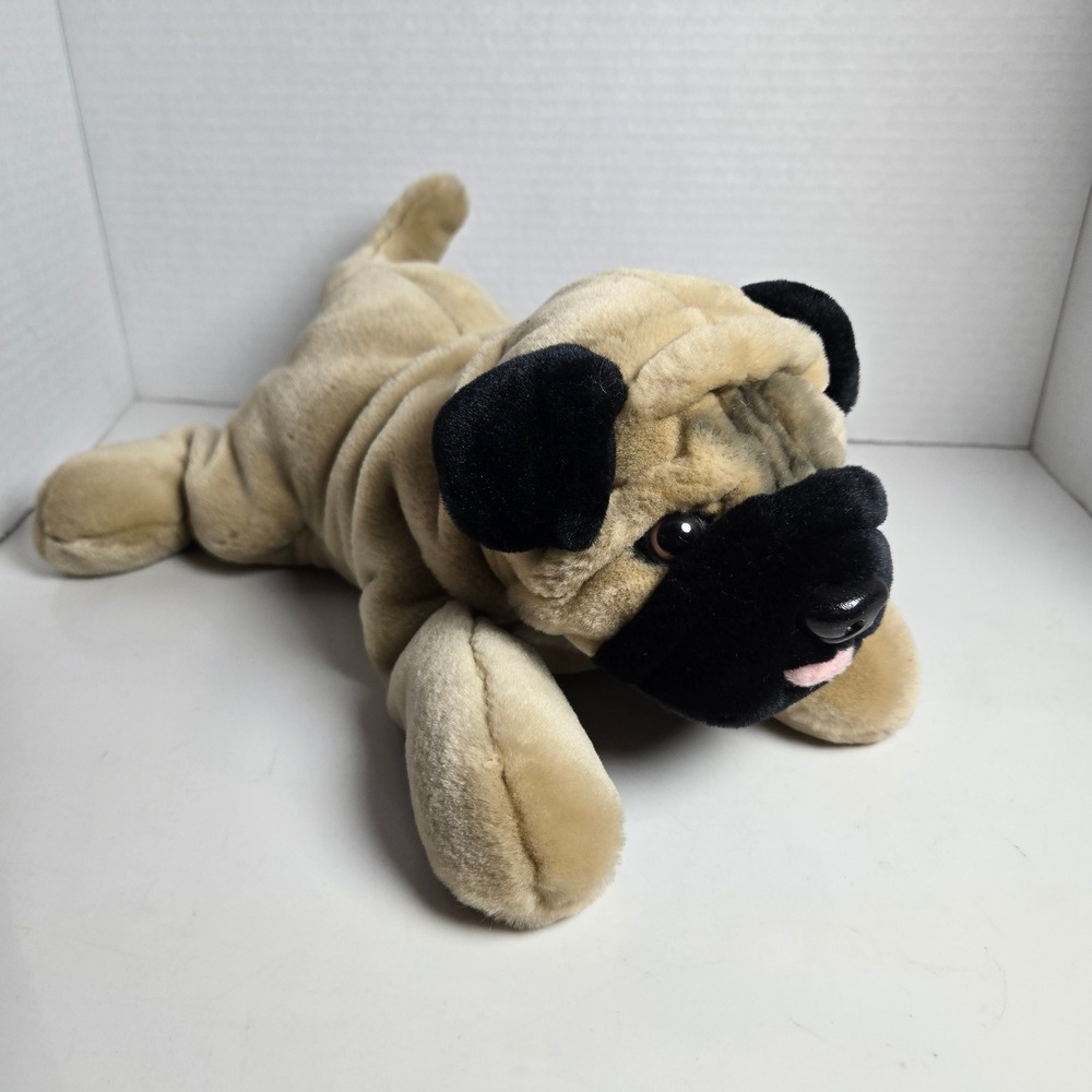 Aurora Pug Dog Puppy Plush Stuffed Animal Vintage Realistic Soft